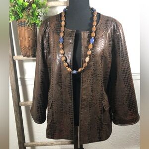 Susan Graver Faux Animal Print Zip Up Jacket Shirt Jacket Topper Size M